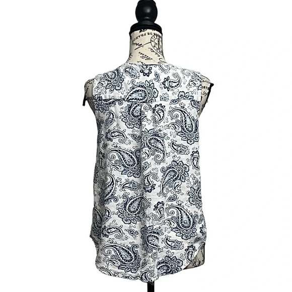 Larry levine Paisley Linen Blouse Women’s Hippie Boho Modest Mature Beach Boxy M - Picture 4 of 9